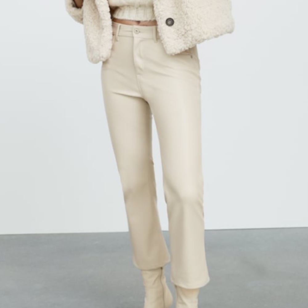Faux leather mini flare